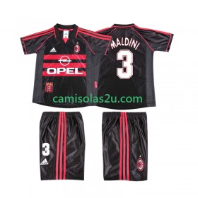 Camisolas de futebol AC Milan MALDINI 3 1999 Retro Criança Equipamento 3ª 1998 Manga Curta